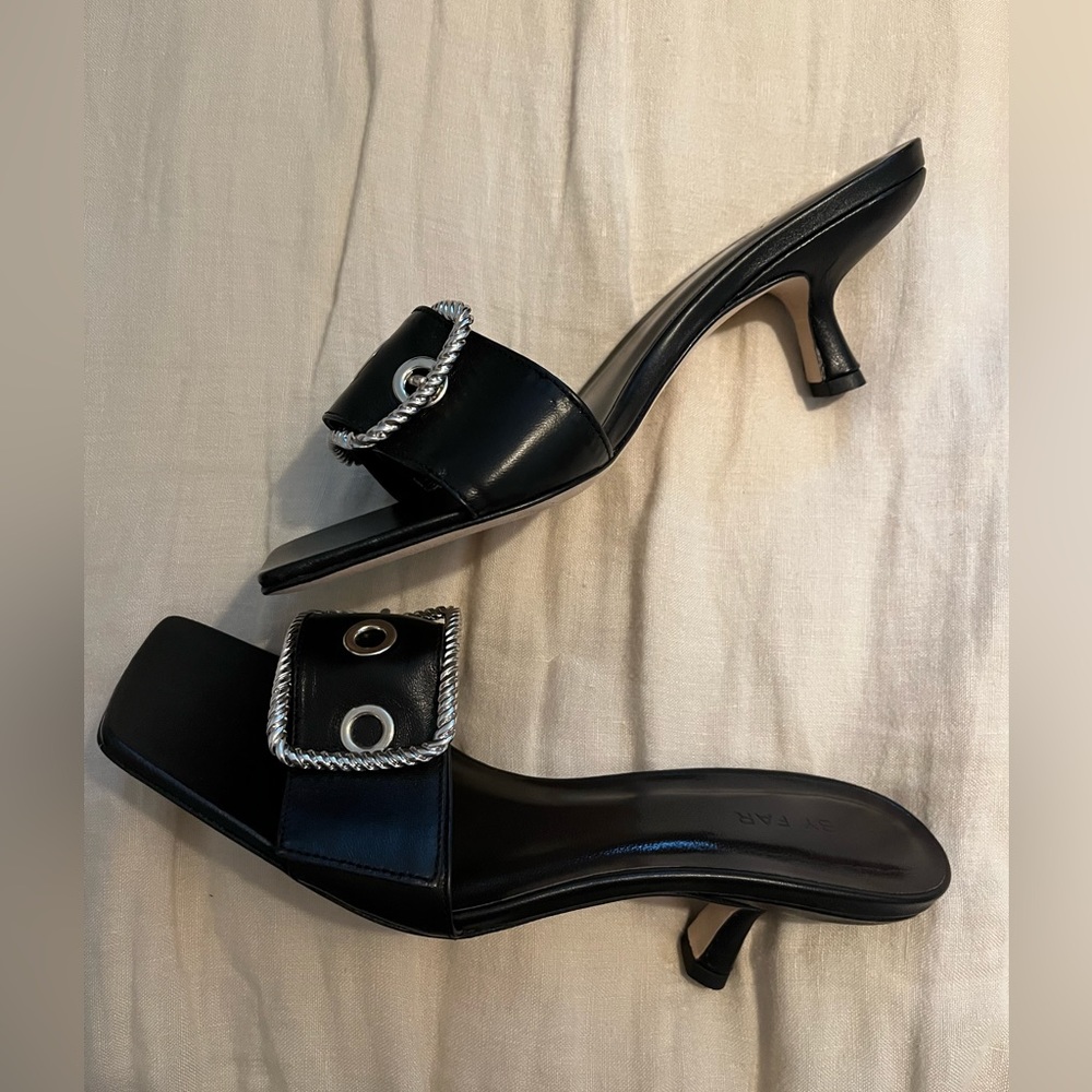 BY FAR- buckled leather mules